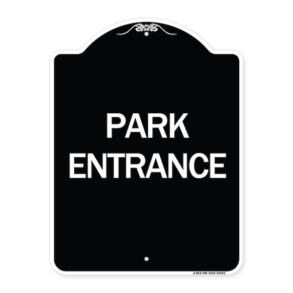 Signmission Designer Series Park Entrance, Black & White Heavy-Gauge Aluminum Sign, 24" x 18", BW-1824-24453 A-DES-BW-1824-24453 - main